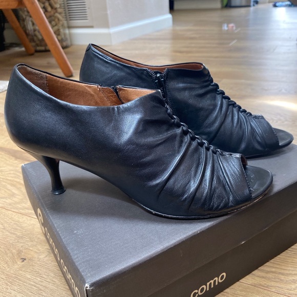 CORSO COMO Catania Black Leather Peep Toe Booties - Picture 6 of 14